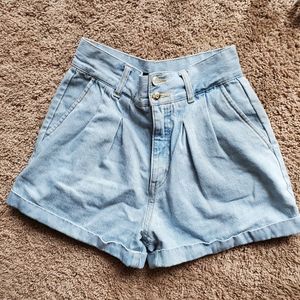 High Waisted Rolled Denim Shorts